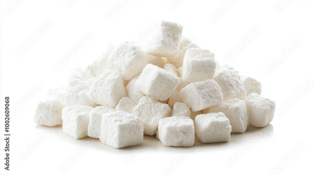 A pile of fluffy, yummy marshmallows against a white backdrop. A pile of fluffy, yummy marshmallows against a white backdrop.