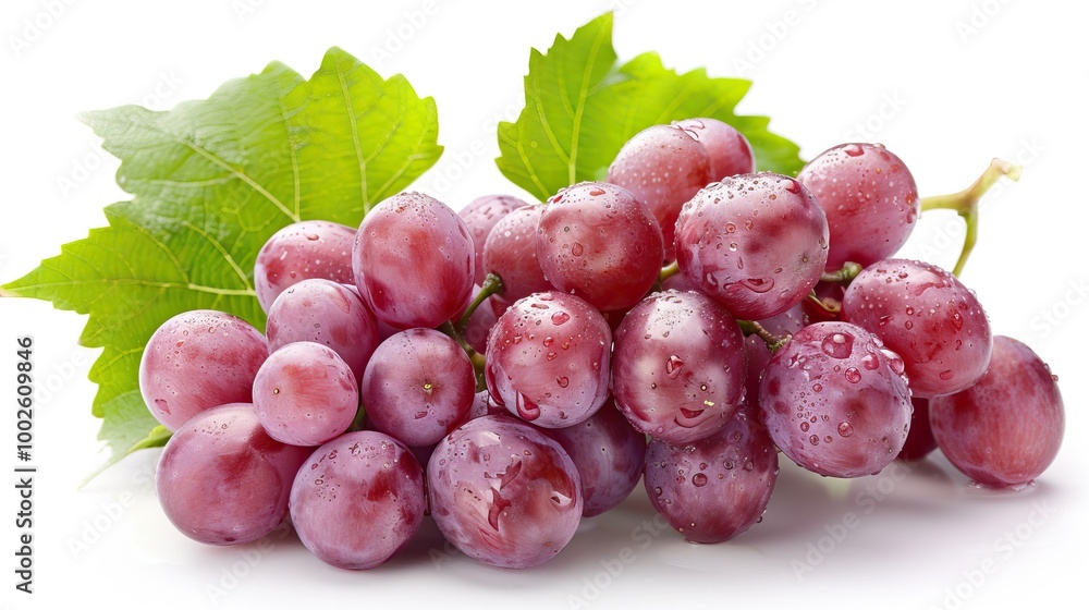 Fototapeta premium Fresh Red Grapes with Dew Drops