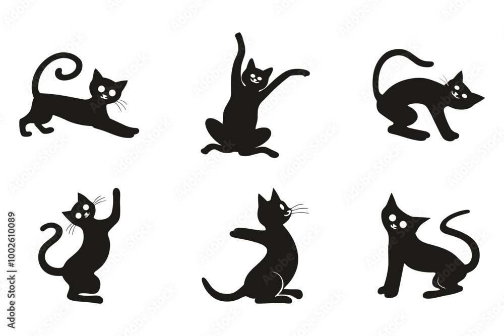 Cute Cartoon Silhouettes of Cats and Dogs Cute Cartoon Silhouettes of Cats and Dogs