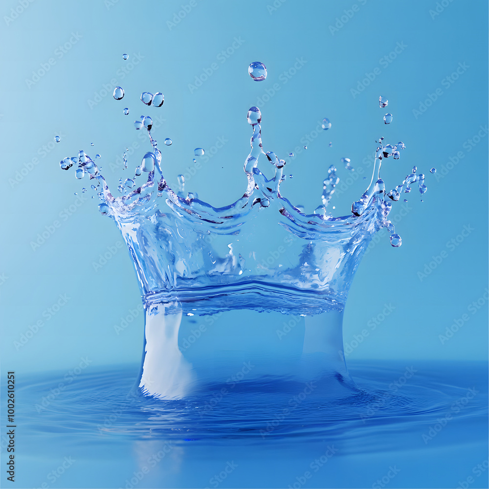 Water Splash Crown on Blue Background Water Splash Crown on Blue Background