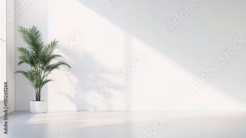 Bright Minimalist Room with Peaceful Plant