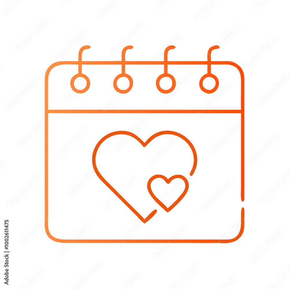 Calendar with heart, line icon, colored, Valentine's Day symbol Calendar with heart, line icon, colored, Valentine's Day symbol