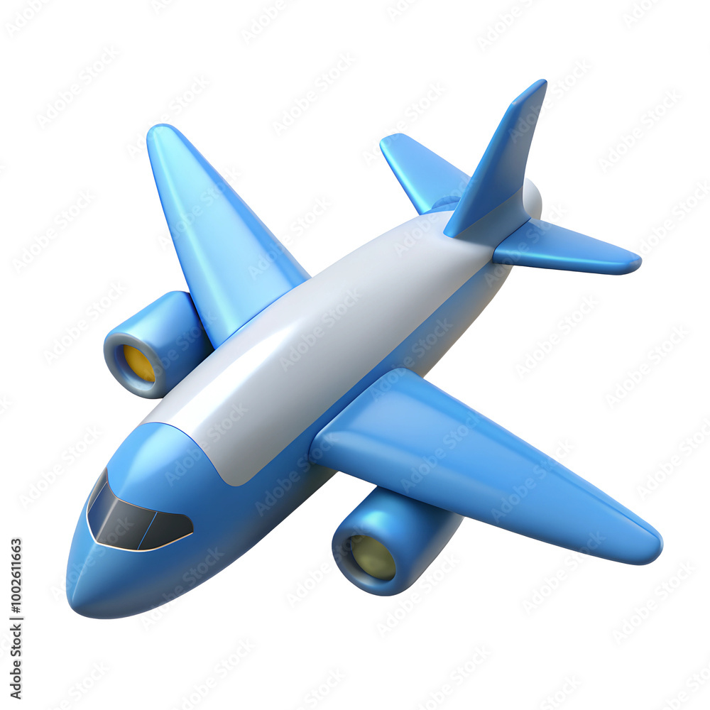 Naklejka premium 3d airplane travel icon, transparent background