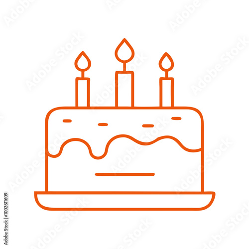Birthday cake with candles, line icon, colored, birthday symbol