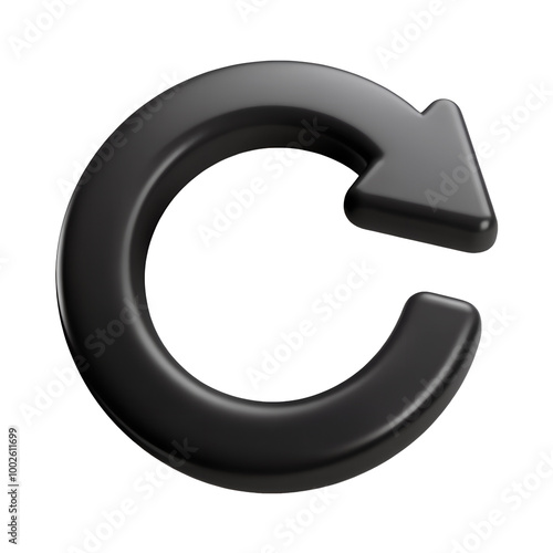 3d black arrow refresh icon, transparent background