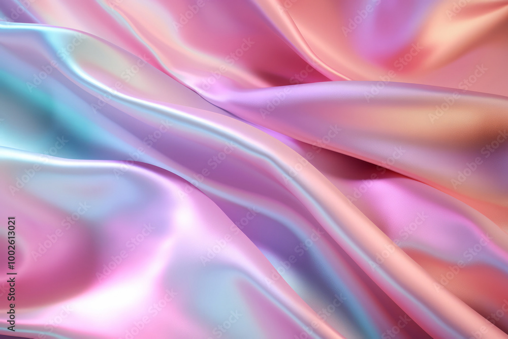 Fototapeta premium Processed collage of Iridescent fabric trendy cloth holographic texture. Background for banner