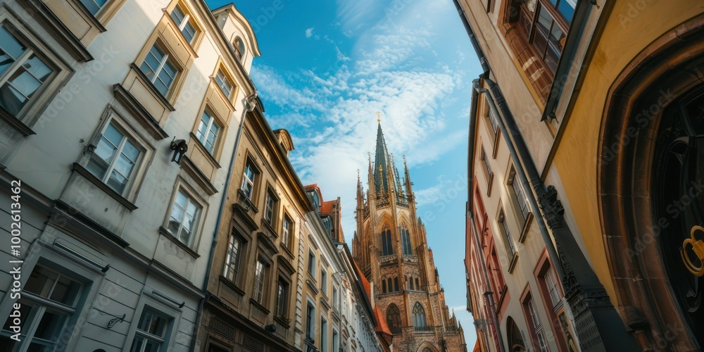 Obraz premium Historic Architecture: Gothic cathedrals and historic European buildings