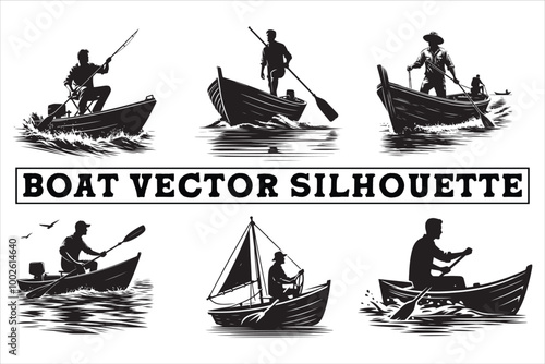 Boat Vector Silhouette Design Art