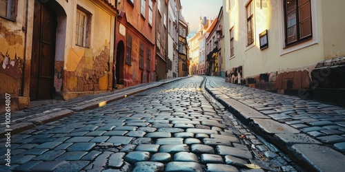 Fototapeta Naklejka Na Ścianę i Meble -  Old Town: A charming old town area in a European city with cobblestone streets