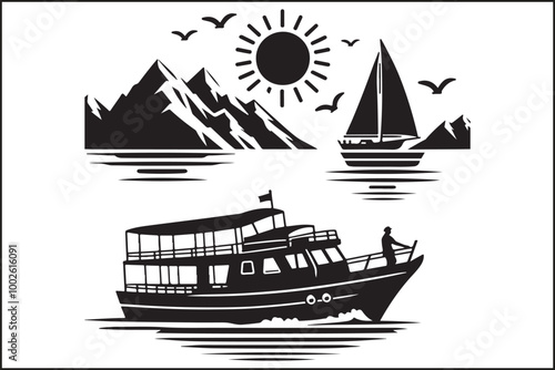 Boat Vector Silhouette Design Art