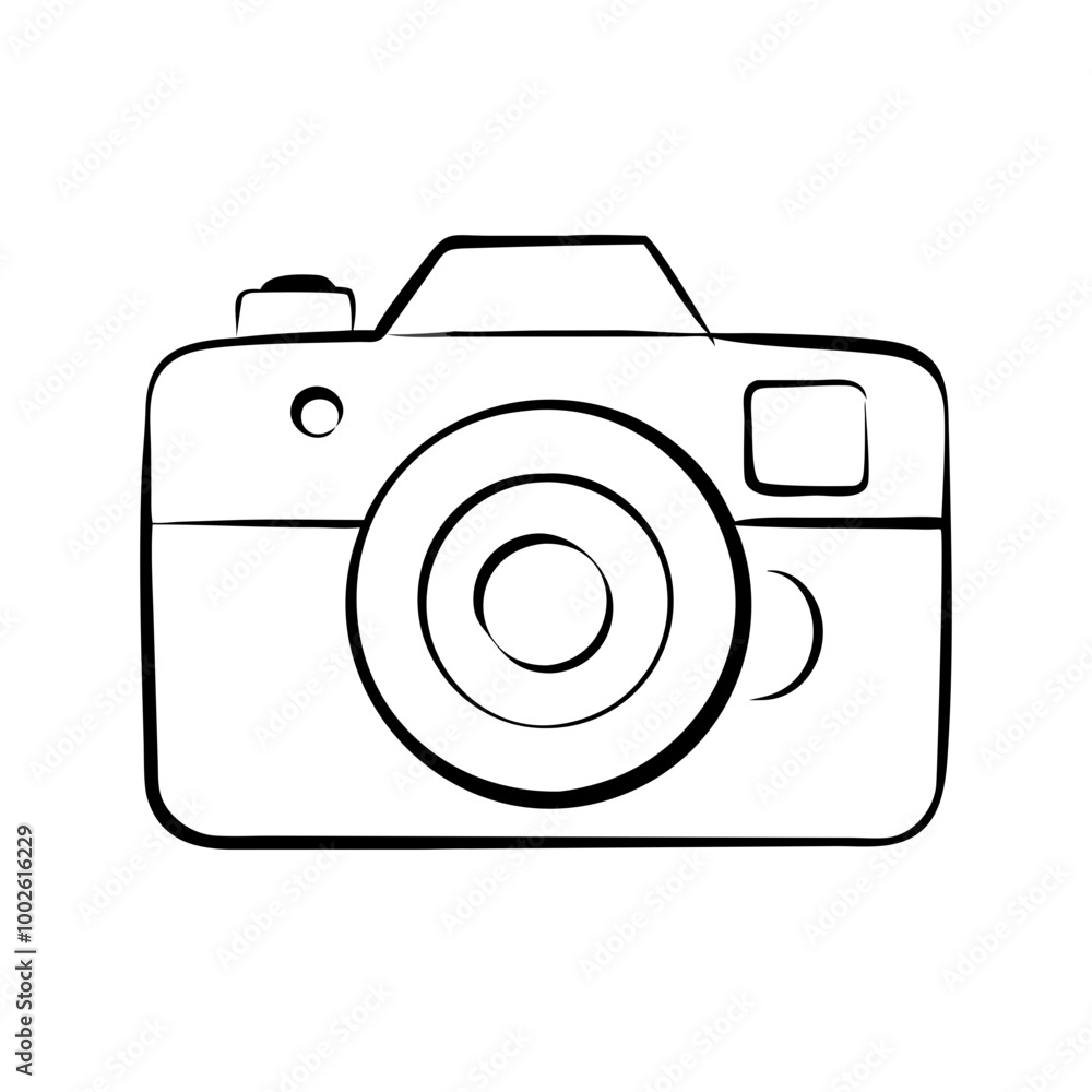 Camera, line icon, black and white, photography symbol Camera, line icon, black and white, photography symbol