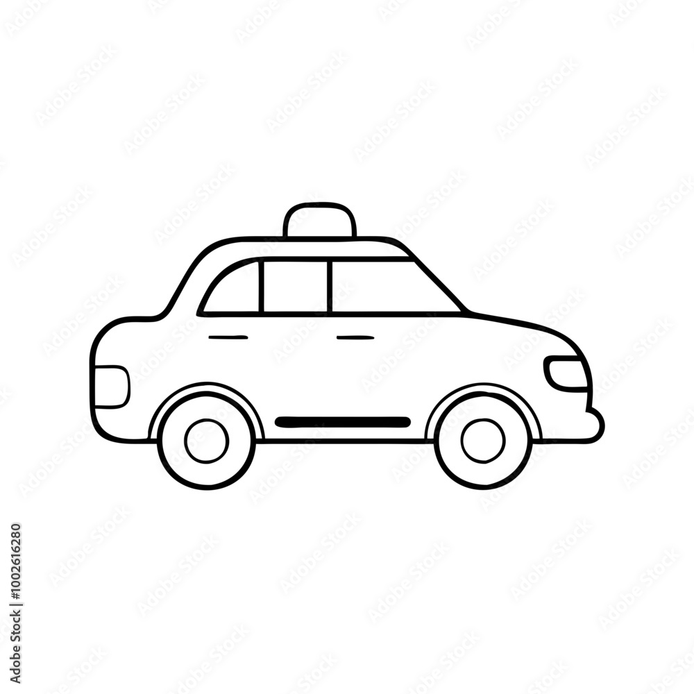 Taxi, line icon, black and white, city transport symbol Taxi, line icon, black and white, city transport symbol