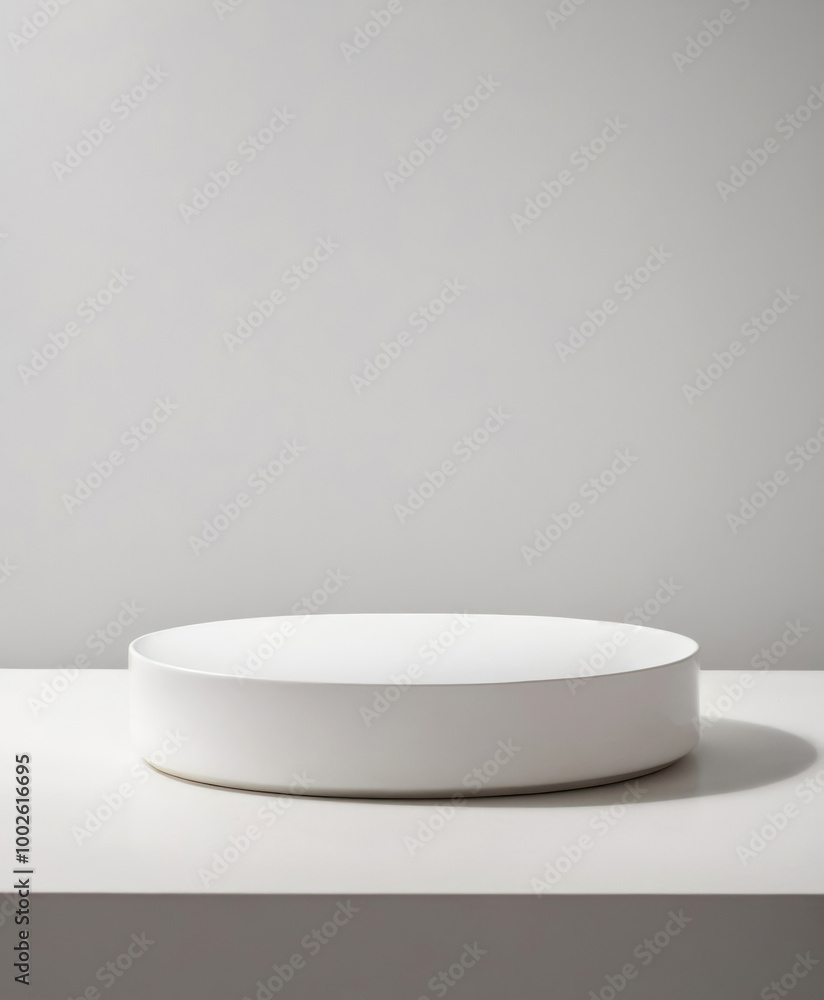 White round stand for displaying the product - on a white table White round stand for displaying the product - on a white table