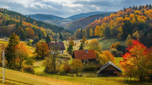 Wallpaper Mural Autumn Landscape: A European landscape in autumn with colorful foliage Torontodigital.ca