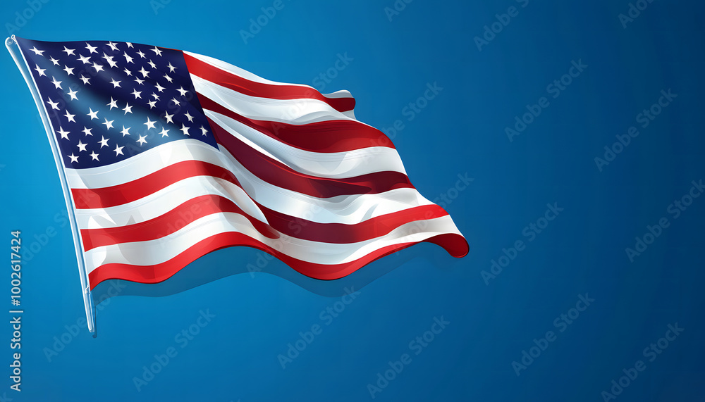 Waving American Flag on Dark Blue Background Waving American Flag on Dark Blue Background