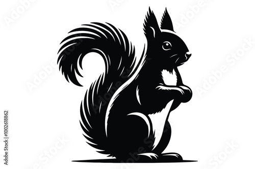 Squirrel silhouette logo design. vector illustration