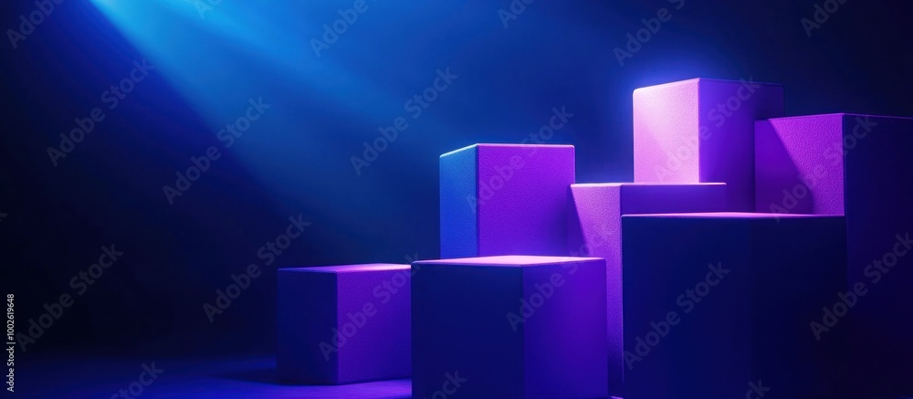 Purple Cubes Illuminated by Blue Light Purple Cubes Illuminated by Blue Light