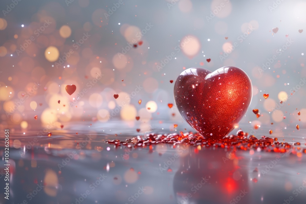 Sparkling red heart with bokeh background Sparkling red heart with bokeh background