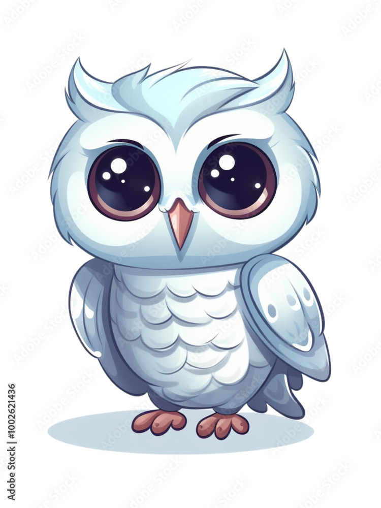Light blue owl in a cartoon style on a transparent background Light blue owl in a cartoon style on a transparent background