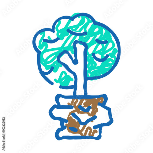 tree plant in house doodle icon sketch vector. tree plant in house sign. isolated symbol illustration