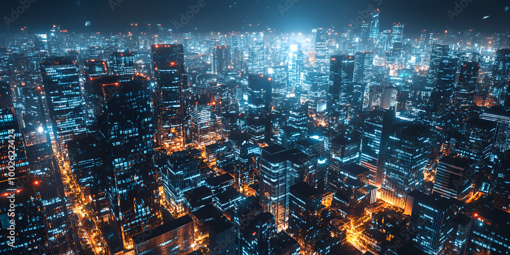Futuristic City with Glowing Lights at Night Futuristic City with Glowing Lights at Night