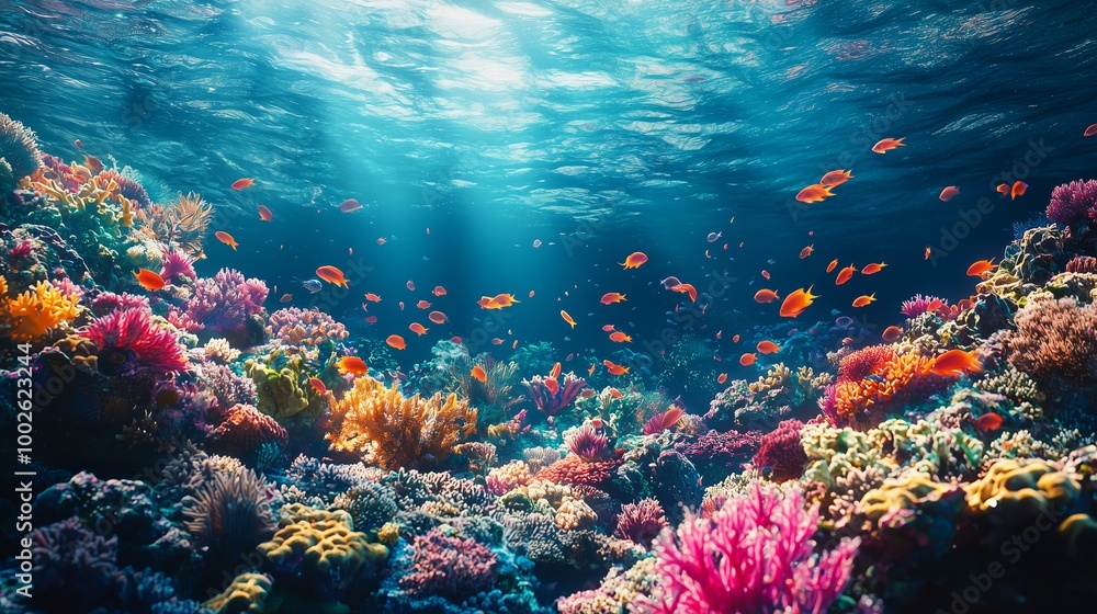 Vibrant Coral Reef Under Crystal Clear Water Vibrant Coral Reef Under Crystal Clear Water