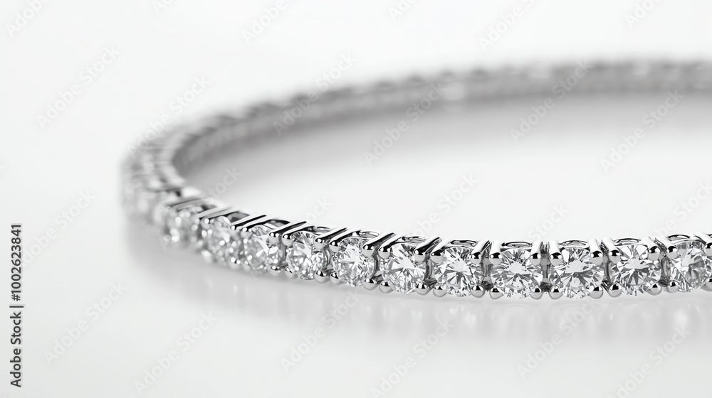Elegant silver bracelet adorned with sparkling diamonds, perfect for special occasions and luxurious style. Elegant silver bracelet adorned with sparkling diamonds, perfect for special occasions and luxurious style.