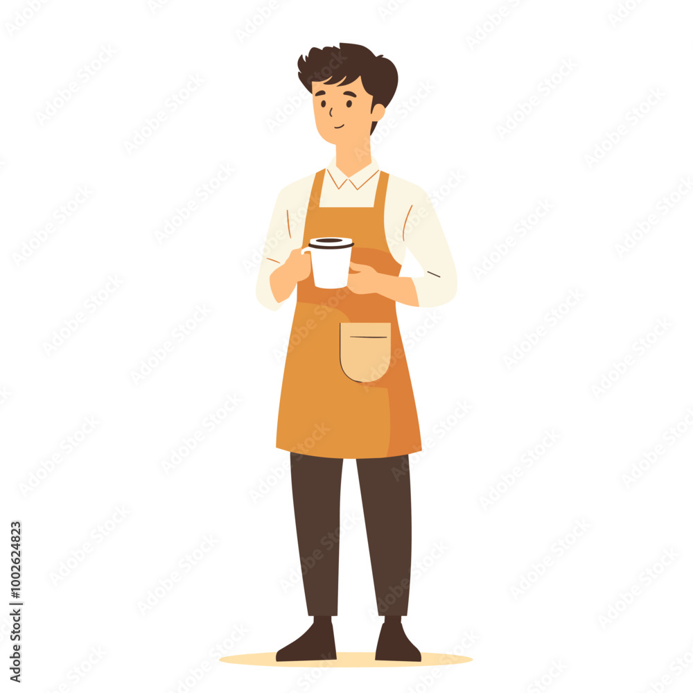 vector flat style coffee shop worker .Generative AI vector flat style coffee shop worker .Generative AI
