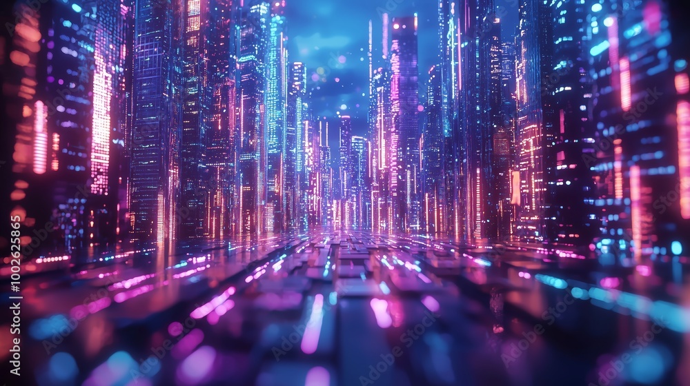 Fototapeta premium Futuristic Cityscape with Paved Streets