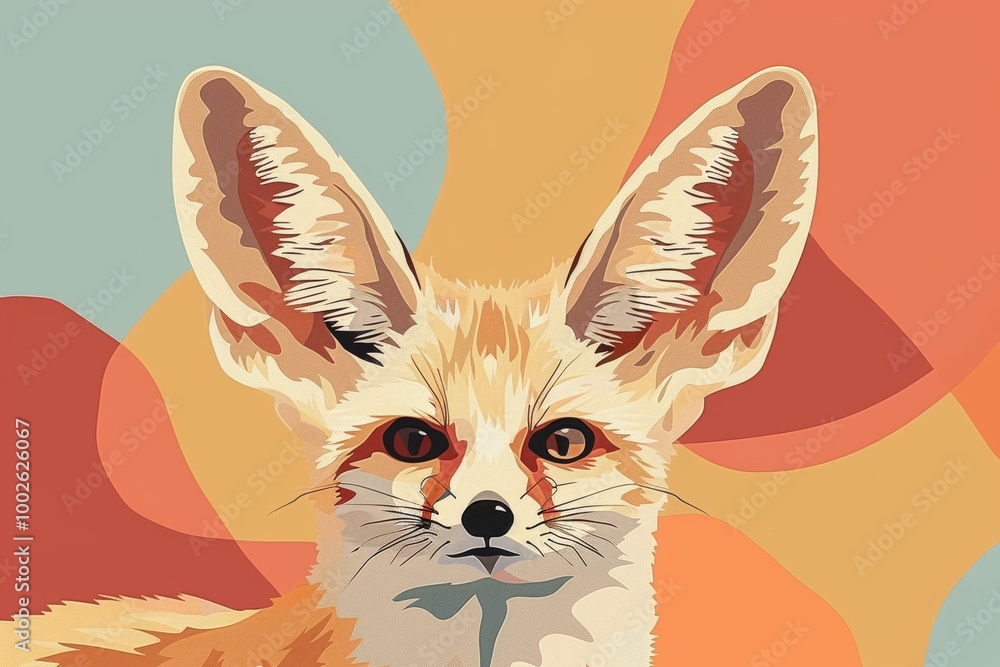 Obraz premium Colorful fennec fox illustration