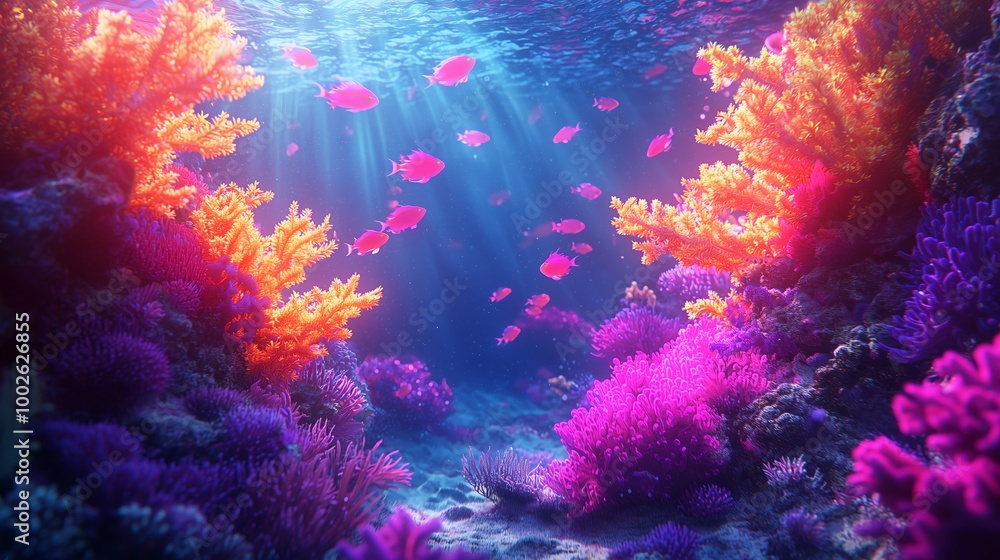 Surreal Underwater Scene with Glowing Colors Surreal Underwater Scene with Glowing Colors