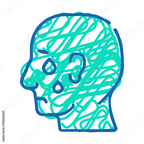 depression problem doodle icon sketch vector. depression problem sign. isolated symbol illustration