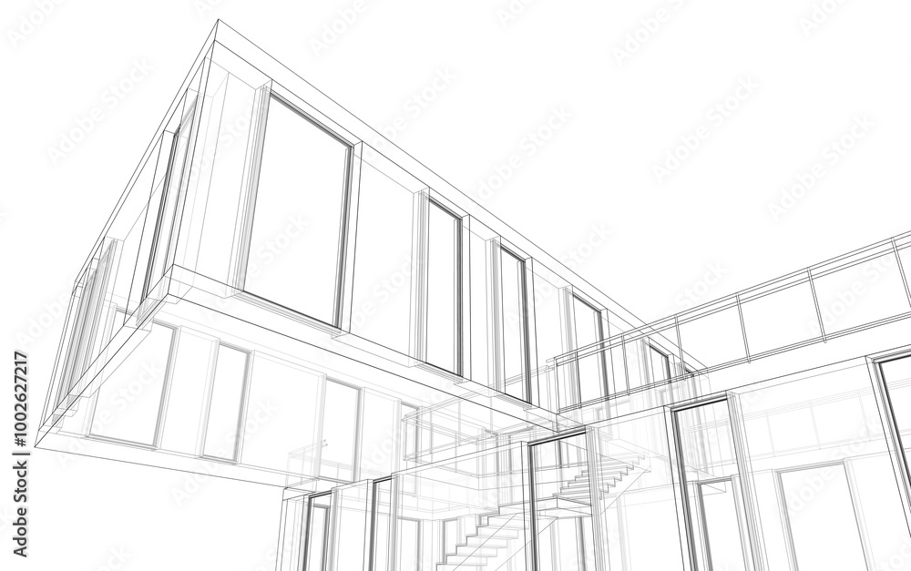 House building sketch architectural 3d rendering House building sketch architectural 3d rendering