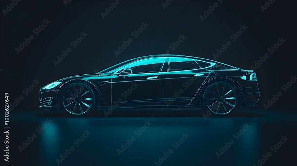 Sleek and Futuristic Electric Luxury Concept Vehicle on Gradient Background Sleek and Futuristic Electric Luxury Concept Vehicle on Gradient Background
