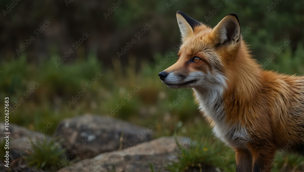 Red fox (Vulpes) in nature. Red fox (Vulpes) in nature.
