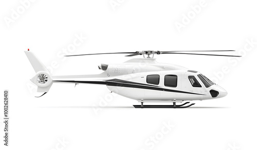 Modern White Helicopter Isolated on White Background