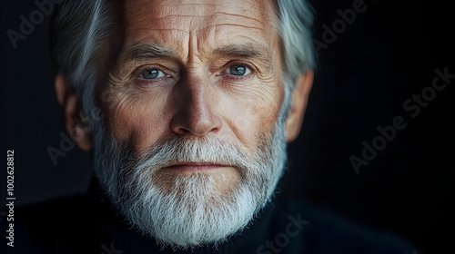 Intense Elderly Man with Weathered Face and Pensive Expression