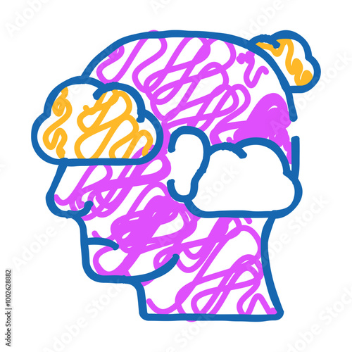 fly in clouds neurosis doodle icon sketch vector. fly in clouds neurosis sign. isolated symbol illustration