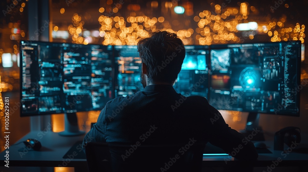 Designer Creating Motion Graphics with Artificial Intelligence Designer Creating Motion Graphics with Artificial Intelligence
