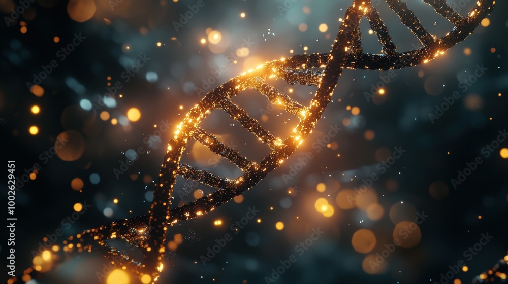 Glowing DNA Strand: A 3D Representation of Genetic Code Glowing DNA Strand: A 3D Representation of Genetic Code