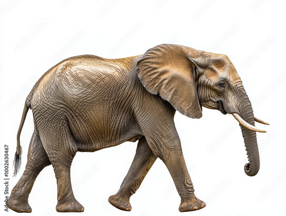 Elephant Walking Calmly in Full Body Shot Elephant Walking Calmly in Full Body Shot