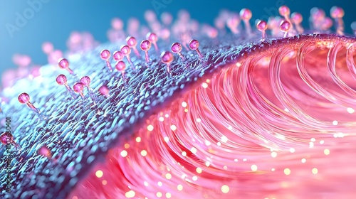 Cross-Sectional Hair Strand with Nanomolecules Entering Cortex,Innovative Hair Care Technology photo