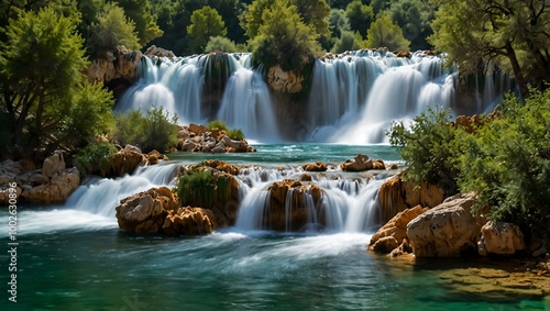 Roski slap waterfall in Krka National Park, Croatia. photo