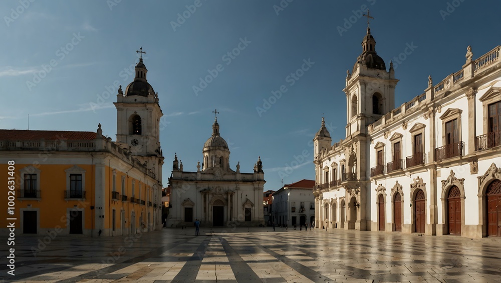 Fototapeta premium Sa da Bandeira Square with a view of Santarém Cathedral.