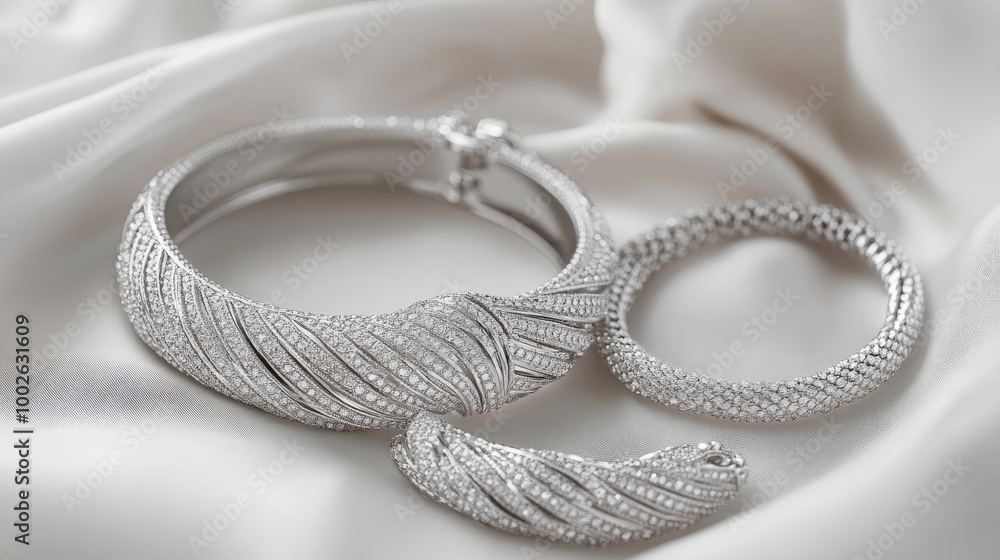 Elegant pair of silver bangles and necklace Elegant pair of silver bangles and necklace