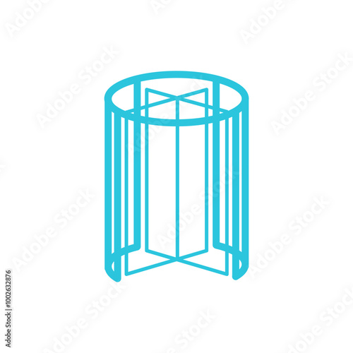Glass revolving door icon. Isolated on white background.