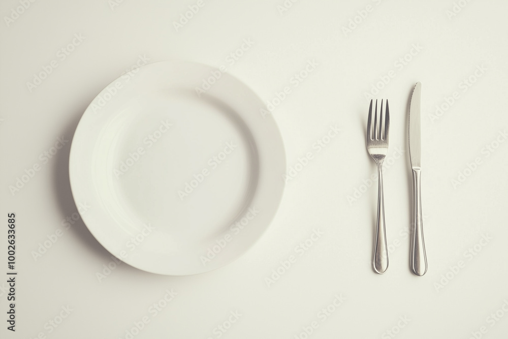 Empty plate, fork, knife: fasting symbol yom kippur Empty plate, fork, knife: fasting symbol yom kippur