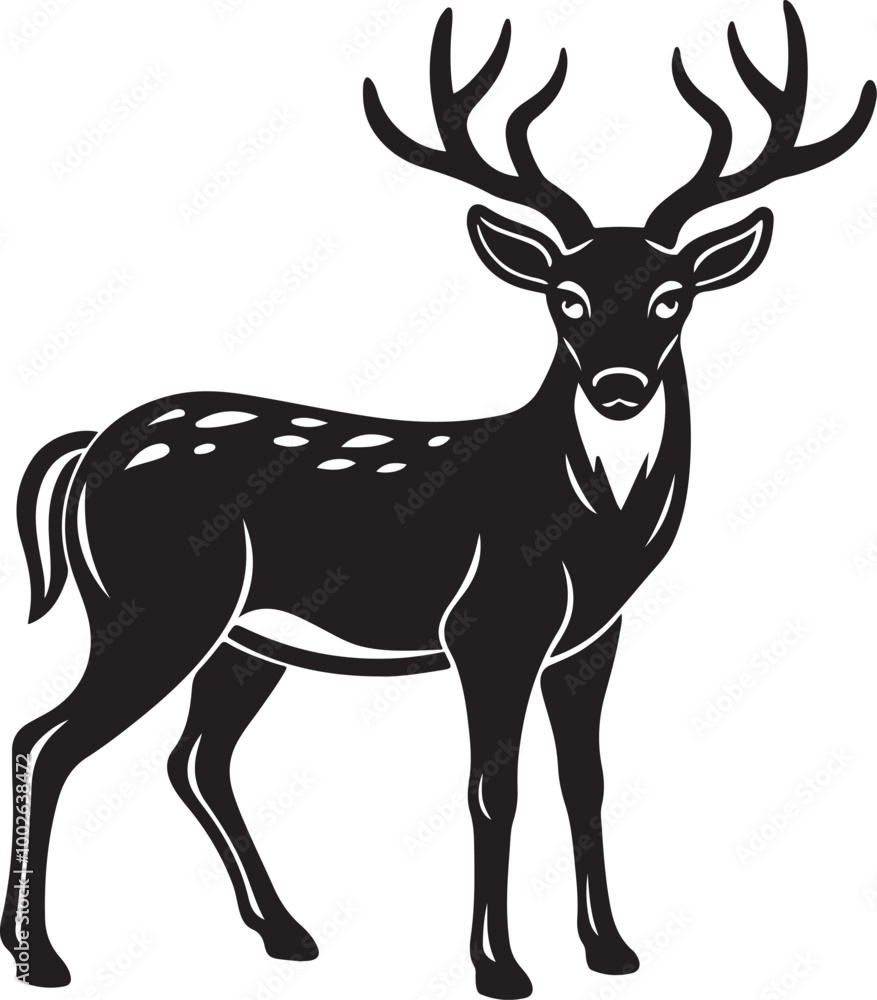 Minimalist deer silhouette in vector style on a white background, highlighting the animal's elegant shape Minimalist deer silhouette in vector style on a white background, highlighting the animal's elegant shape