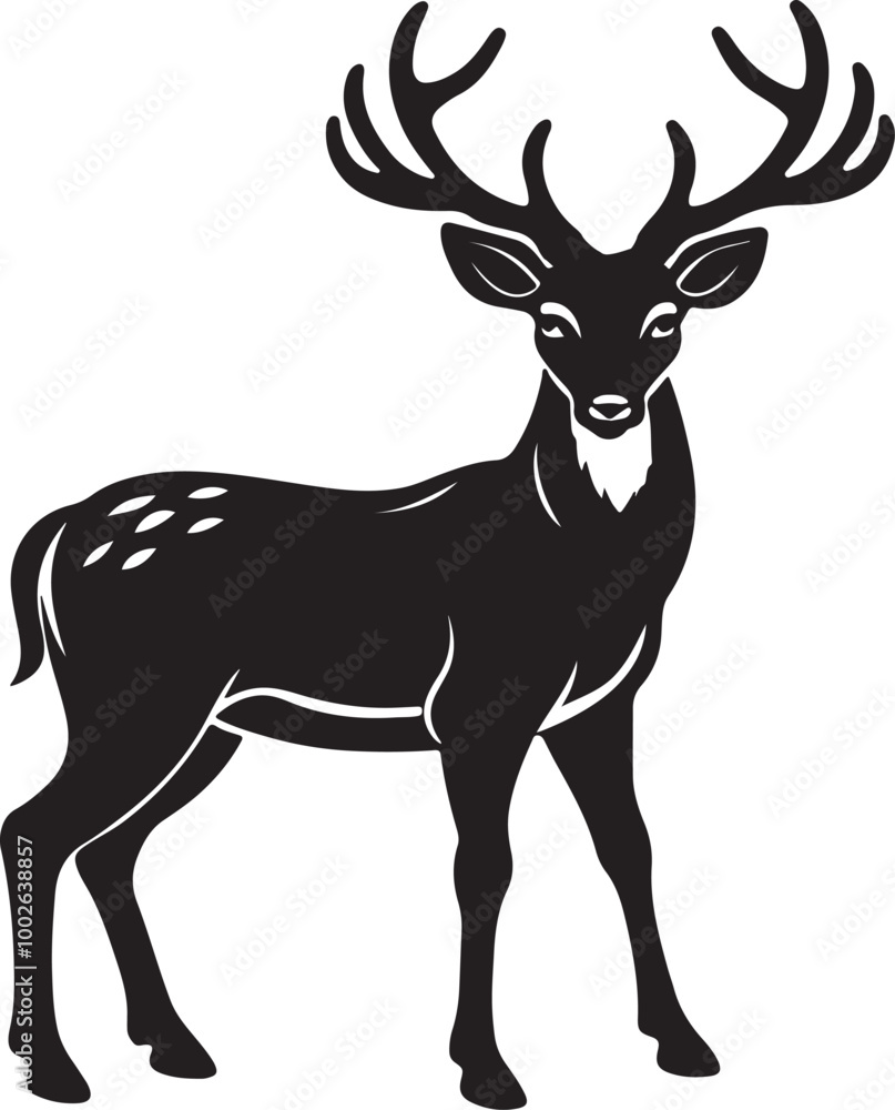 Obraz premium Minimalist deer silhouette in vector style on a white background, highlighting the animal's elegant shape