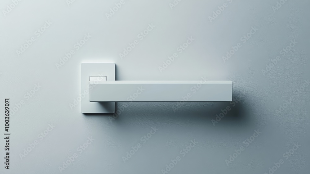 Minimalist white door handle on flat grey Minimalist white door handle on flat grey